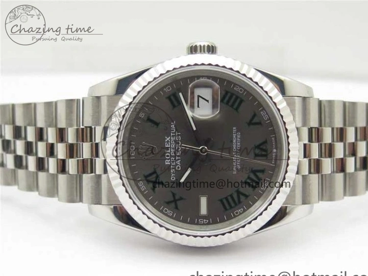MiroTime 1221 Compact DateJust 36 SS 126234 BP Maker 1:1 Best Edition Fluted Bezel Gray Roman Dial on Jubilee Bracelet 2527